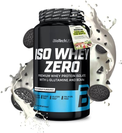 BioTechUSA Iso Whey Zero | Premium wei-eiwitisolaat | Grasgevoerd | Enzymvrij | Suiker- en glutenvrij, 908 g, Zwarte koekje