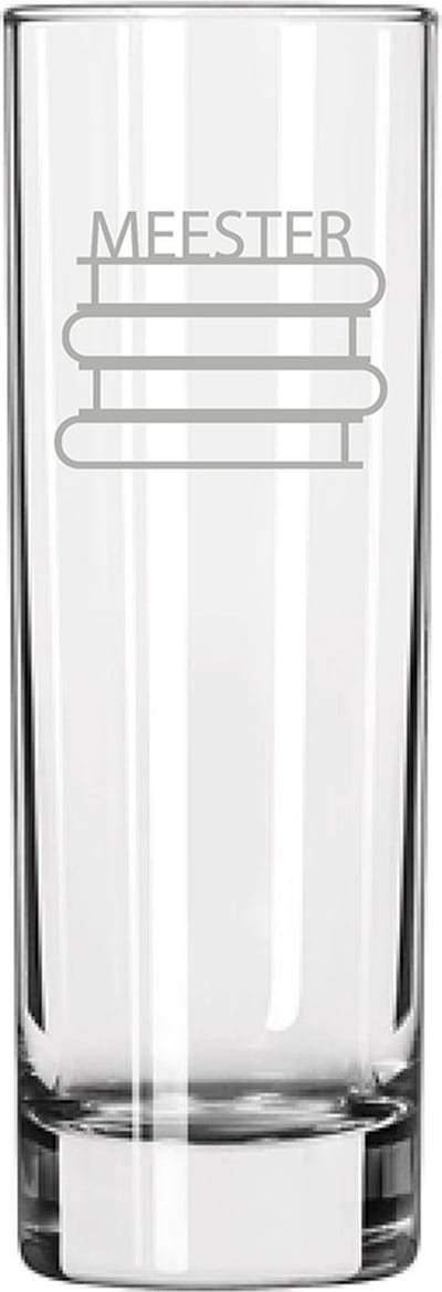 Gegraveerde longdrinkglas 22cl Meester met boeken