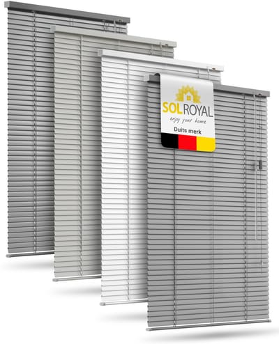 Sol Royal Aluminium Jaloezie Zonder Boren 60x130 cm incl. Klemsteunen â€“ Aluminium Jaloezie Binnen voor Ramen 60 cm breed, 25 mm Lamellen â€“ Privacy- & Zonwering â€“ Zilver Mat â€“ JA2