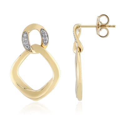 Cavill - Zilveren Oorbellen 925 Sterling - Geel Verguld - Ronde Briljant I1 (G) Diamanten 0,083 ct - Pavé Design - 24 mm - Elegant & Tijdloos