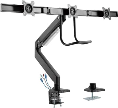 InLine bureaubeugel voor 3 monitoren tot 27 inch | crossbar | interactief