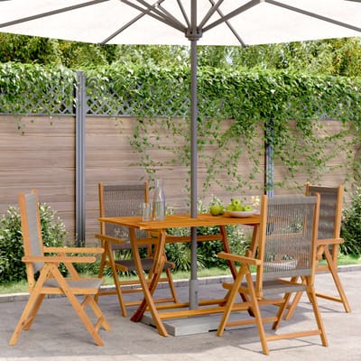 vidaXL - Verstelbare - klapstoelen, - 4 - stuks, - grijs, - massief - acaciahout