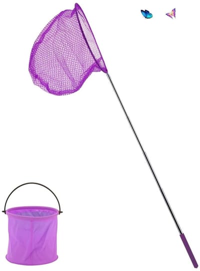 Dailygoods- Vlindernet Telescopisch - Insecten Vangen - Opvouwbare Emmer - Verstelbare Handgreep - Roestvrij Staal - Lichtgewicht en Draagbaar - Insectennet