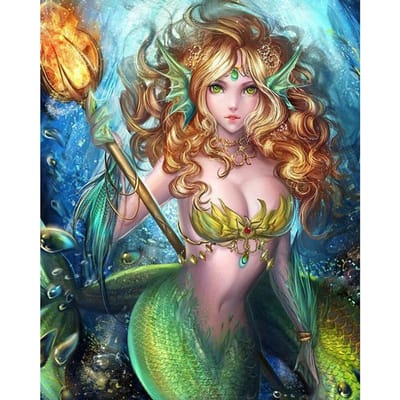 Diamant peinture dessin animé sirène icône diamant point de croix carré diamant plein diamant broderie 20X30CM brown
