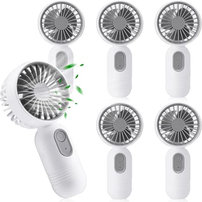 6 Stuks Mini Handventilator – 3 Snelheden, USB Oplaadbaar, Lichtgewicht, Voor Wimpers, Make-up, Binnen, Buiten en Reizen (Wit)