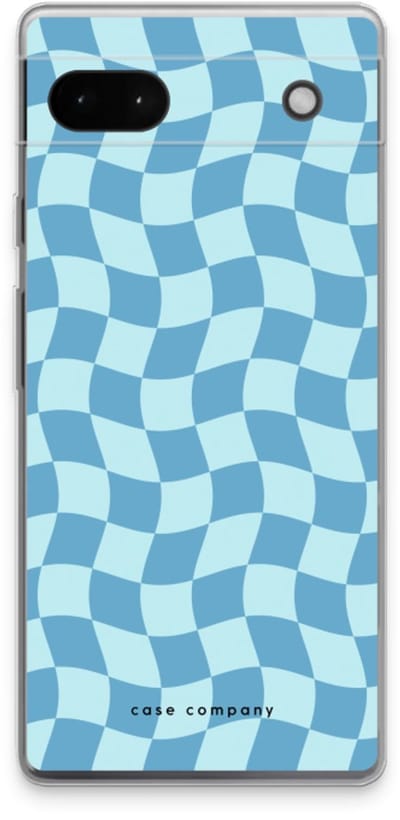 Case Company® - Hoesje geschikt voor Google Pixel 6a hoesje - Grid Blauw - Soft Cover Telefoonhoesje - Bescherming aan alle Kanten en Schermrand