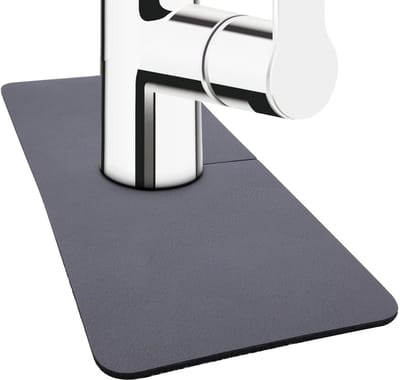 Dailygoody - Kraan Absorberende Mat - Spatvangers voor Wastafel - Grijs - Diatomeeënaarde - Droogkussen voor Keuken en Badkamer - 2 Stuks