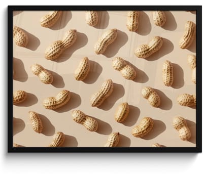 Fotolijst inclusief poster - Posterlijst 70x50 cm - Posters - Pinda's - Patroon - Beige - Foto in lijst - Keuken decoratie muur - Wanddecoratie accessoires - Muurdecoratie - Schilderijen