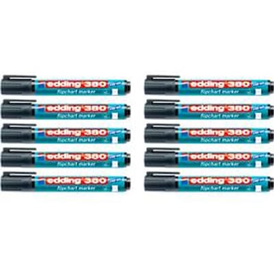 edding 380 flipchartmarker, ronde punt, zwart, 10 stuks