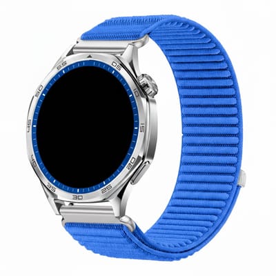 Nylon bandje - geschikt voor Garmin Vivoactive 4 / Venu 4 (45mm) / Venu 3 / 2 / Forerunner 255 / Forerunner 265 / 570 (47mm) en Polar Vantage M / M2 / V3 / Grit X (Pro) - ribbel - blauw