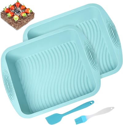 Famanu – Siliconen brownie bakvorm vierkant, anti-aanbak en BPA-vrij, herbruikbaar voor brownies, tiramisu en taart