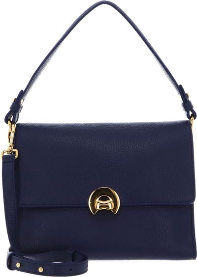 COCCINELLE Leren Schoudertas Binxie Handbag Grained Leather Royal Blue Blauw