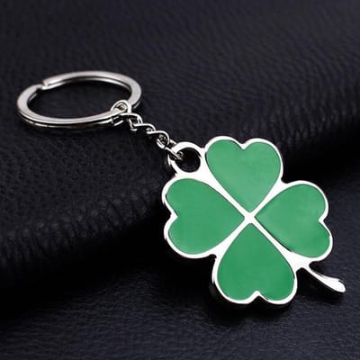 *** 2x Groen Klavertje Vier Sleutelhanger - Rvs - Veel Sterkte - Een Beetje Geluk - van Heble® ***