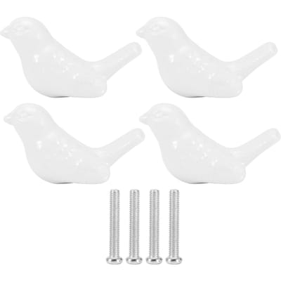 4 Pièces Boutons en Céramique Forme Oiseau DIY Poignée de Tirage Porte Tiroir Placard Accessoires Meubles Blanc blanc