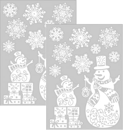Anna's Collection Kerst raamstickers Sneeuwpop - 2x - vel van 34 x 28 cm - raamdecoratie - raamversiering