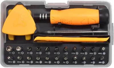 Precisie Schroevendraaier Set - Reparatieset 33-in-1 - Elektronica Reparatie - Magnetische Bits Pincet - 33 Delen - Grijs