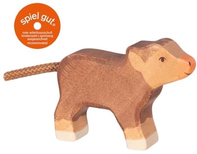 HOLZTIGER Boerderij - Hoogland Kalf - 7X2X6Cm - Houten Figuur - Handgemaakt