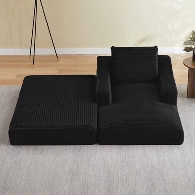 MODFU Loungestoel - 2-Laags Ontwerp - Uitneembare Onderlaag - Modern - Voor Woonkamer Of Slaapkamer - Schuim - Zwart