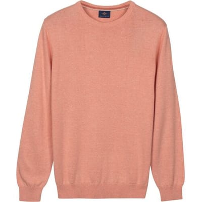 Baileys Trui Crew Neck Solid Color Cotton Knit Abrikoos / male