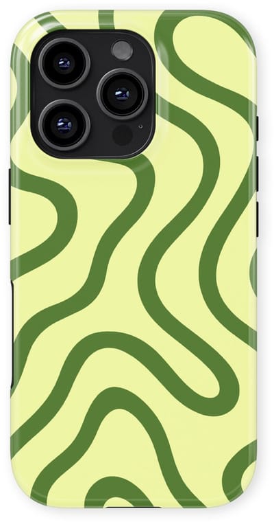 DripCase Curvy Lines Hoesje geschikt voor iPhone 16 Pro | Backcover met Mag | Design Tough Case geschikt voor iPhone 16 Pro Leaf Loop