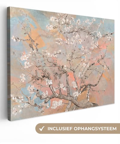 Canvas schilderij 40x30 cm - Amandelbloesem - Vincent van Gogh - Kamer decoratie accessoires - Schilderijen woonkamer - Wanddecoratie slaapkamer - Muurdecoratie keuken - Wanddoek interieur binnen - Woondecoratie huis - Oude meesters canvas