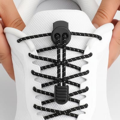 RENALUX Elastische Veters - Veters zonder Strikken - Elastische Veters Wit en Zwart - Op Maat te Maken - Veters Elastische - Veters Wandelschoenen Werkschoenen - Veters Wit