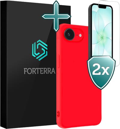 Hoesje Met 2x Screenprotector - Geschikt voor Apple iPhone 17e - Sterk & Shockproof - Telefoon Hoes - Back Cover - Siliconen Case - Rood