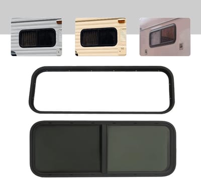 Gelaagd zijraam voor camper of caravan, getint glas, schuifvenster met insectenbescherming, 1000 x 400 mm