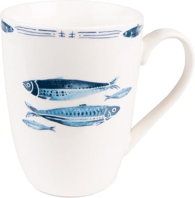 Clayre & Eef Mok 330 ml Wit Blauw Porselein Vissen