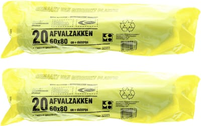 Komo Vuilniszakken - 40x stuks - 50L - afvalzak - extra stevig - lekvrij - gerecycled plastic - incl sluitstrips