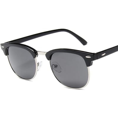 Gepolariseerde zonnebril voor heren en dames Semi-randloos Designer Oog Zonnebril Klassieke Stijl UV400 Bescherming As Picture black