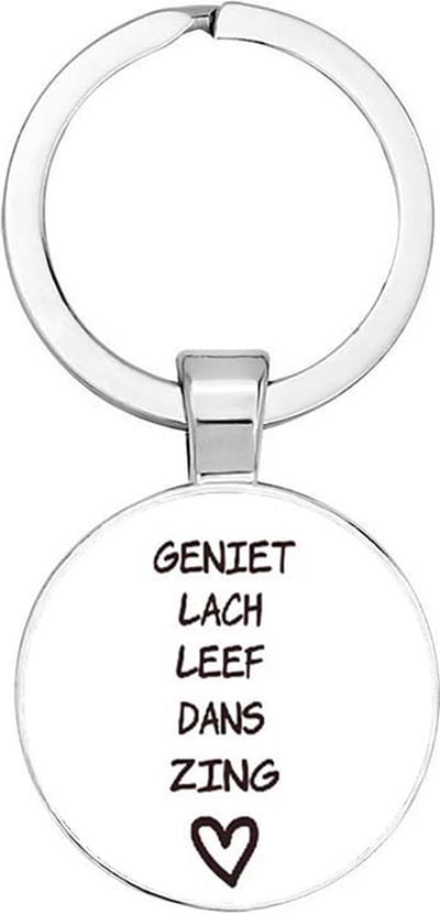 Akyol - geniet lach leef dans zing Sleutelhanger - liefde - levensgenieters - feesten - verjaardagscadeau - kado - gift - geschenk - verrassing - 2,5 x 2,5 CM