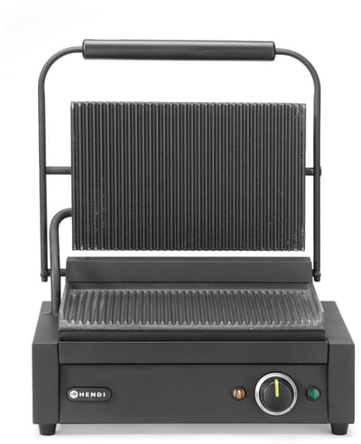 Contactgrill - Panini grill - Brood grillen - Traploos tot 300°C - 340x235mm grilloppervlak - Zwart
