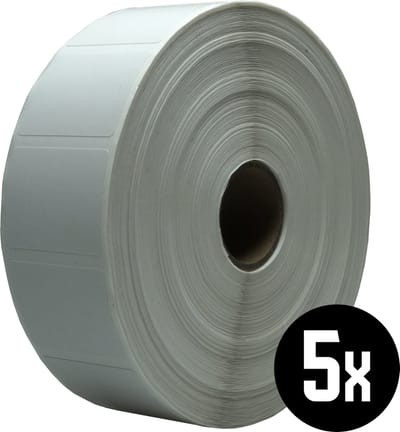 DULA Zebra kompatible Etiketten, 32 mm x 25 mm, Weiß, Permanent, Kern 25 mm, 5 Rollen, 2580 Etiketten pro Rolle