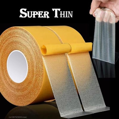 Ruban adhésif double face ultra fin et résistant, en maille translucide, imperméable, sans trace, pour moquette 20mm*10m yellow