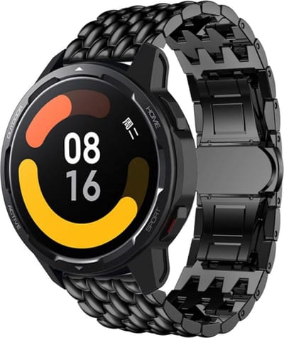 Strap-it Stalen draak bandje - geschikt voor Xiaomi Watch S1 (Active/Pro) / Watch 2 Pro / Watch S3 / Mi Watch / Amazfit Balance / Bip 5 - zwart