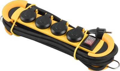 Philips 4-voudige Stekkerdoos - SPN5140YB/39 - 230V - Geel/Zwart - IP44 Stof- en Spatwaterbestendig - Binnen en Buiten