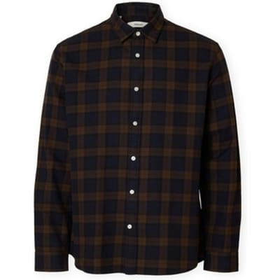 Overhemd Lange Mouw Selected Noos Regnoah Shirt - Demitasse/Sky Captain