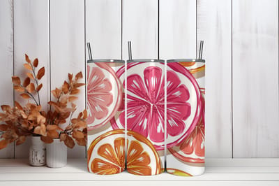 Thermosbeker Citrus vruchten - 600 ml RVS Tumbler met Rietje - Cadeau - Schoolbeker - Antilek dop - Vaatwasserbestendig - Werkbeker - To go beker - Zomaar