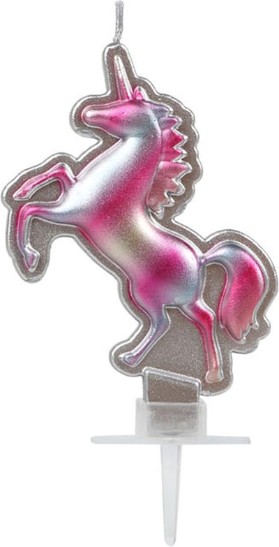ATOSA - Eenhoorn kaars zilver roze 16 x 9 cm
