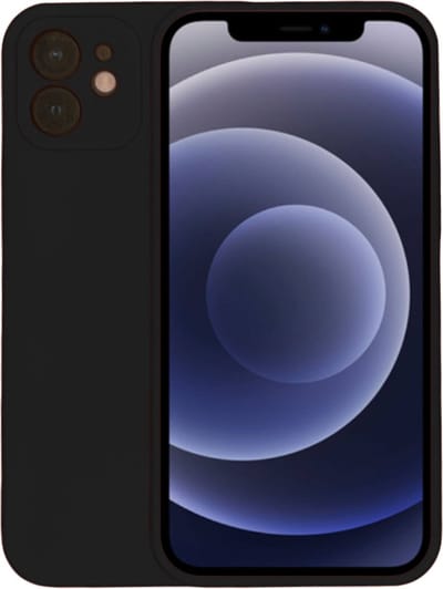 Smartphonica Telefoonhoesje Geschikt voor iPhone 12 siliconen hoesje - Backcover Siliconen Case - Zwart geschikt voor iPhone 12
