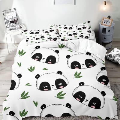Housse de couette mignonne de dessin animé anime Ensemble de taies d'oreiller pour la maison Chambre d'adulte Enfants Couette Literie 135x200cm white
