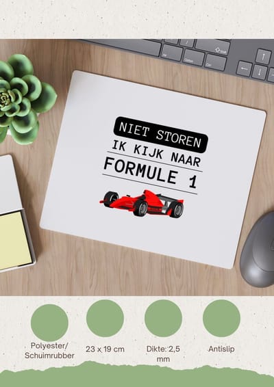 Akyol - niet storen ik kijk naar formule 1 Muismat - Formule 1 - mensen die houden van f1 - quotes - verjaardagscadeau - verjaardag - cadeau - kado - geschenk - gift - 23 bij 19 cm