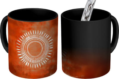 Magische Mok - Foto op Warmte Mokken - Koffiemok - Abstract - Lijnen - Zonnestralen - Roodbruin - Magic Mok - Beker - 350 ML - Theemok