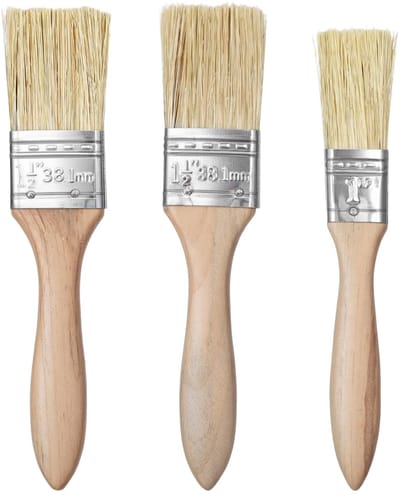 Dailygoods- Bakkwasten 3 Stuks - Keukenkwast - Grillkwast - Boterkwast - Natuurlijke Haren - Houten Handvat - 17,5 x 3,2 cm - Keukenkwasten