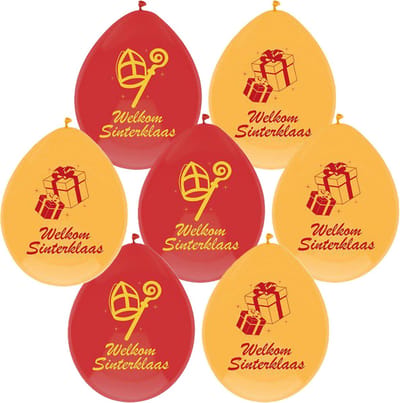 Haza Welkom Sinterklaas ballonnen - 30x stuks - geel/rood - Sint versiering