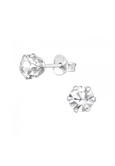 MAXTE 925 Zilveren Oorknopjes met Kristal - Ronde Stud Oorbellen - Sterling Zilver - 5 mm - Hypoallergeen