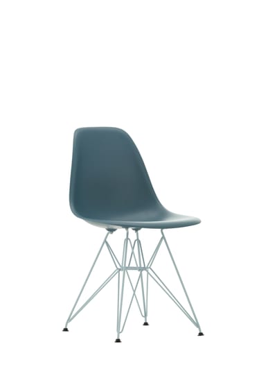 Vitra DSR Colours Eames Plastic Side Chair - zeeblauw RE - Glijders voor tapijt