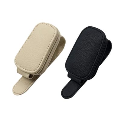 Allecto - Sskhe Auto Zonnebril Houder - 2 Stuks, Zwart en Beige