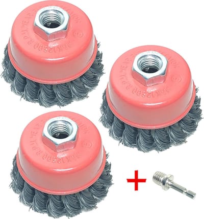 3X 75MM Kom Staalborstel Getordeerd Komborstel + M14 bit adapter haakse slijper & boormachine